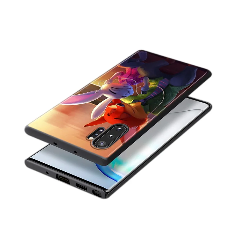 

Disney Cartoon Animation Zootopia Zootropolis For Samsung Galaxy S21 S20 FE Ultra S10 Lite S9 S8 Plus S7 5G Black Phone Case