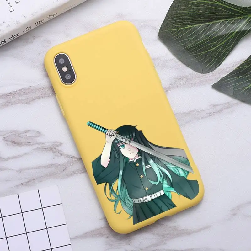 

Tokitou Muichirou Demon Slayer anime Phone Case Candy Color for iPhone 6 7 8 11 12 s mini pro X XS XR MAX Plus