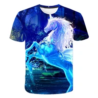 girls clothes 4 to 14 yrs new Unicorn color lead painting t shirt 3D print Girls tshirt Polyester unicornio for girls 4-14T