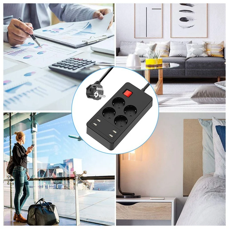 Multifunctional Plug-In Board European Standard Four-Hole Four USB Shunt Wiring European-Style Electric | Автомобили и мотоциклы