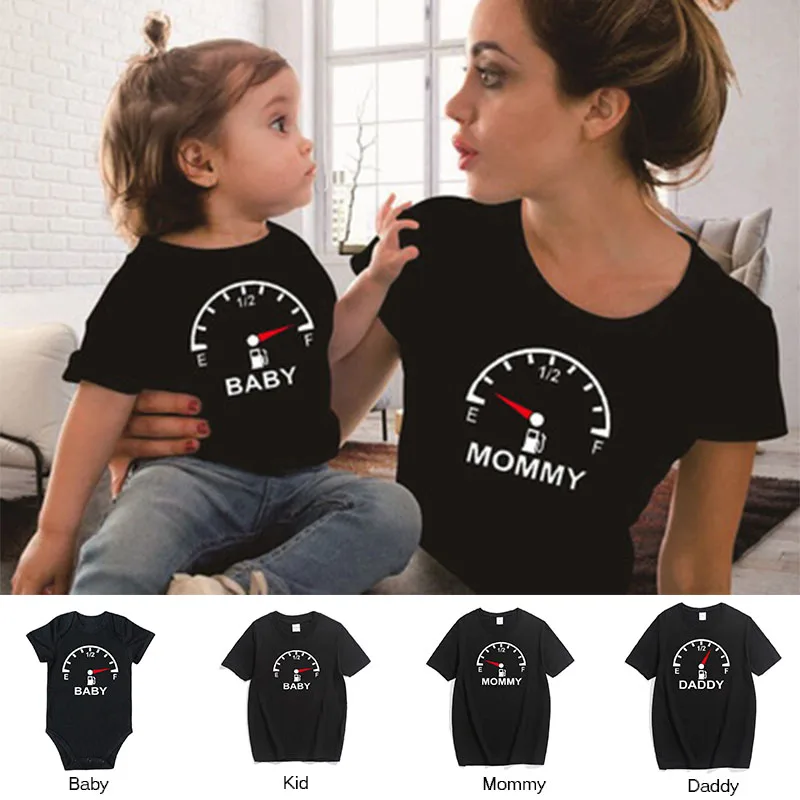 Летняя семейная футболка с коротким рукавом принтом для отца мамы