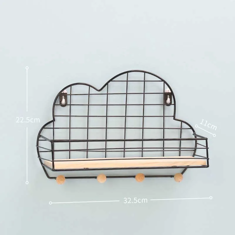black Style B Скандинавские железные облачные сетки настенная полка комбинированная настенная подвесная декоративная многофункциональная стойка для хранения для дома гостиной спальни - Цвет: black Style B