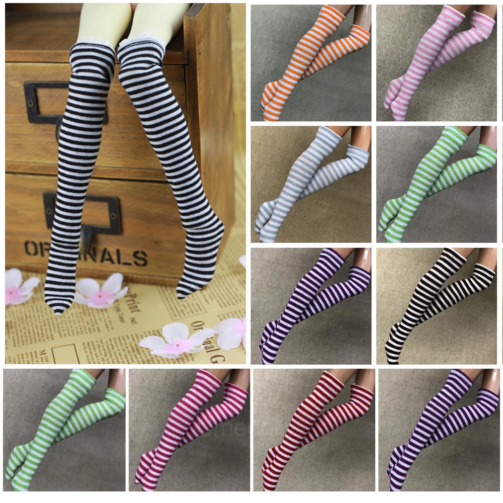 1 пара модных носков в полоску для 1/6 кукольных чулок рождественский подарок