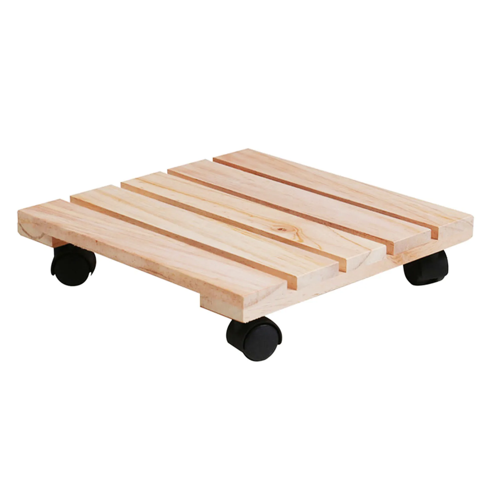 

Wood Planter Caddy Flower Pot Tray with Four Universal Wheels Wooden Flower Pot Roller Stand