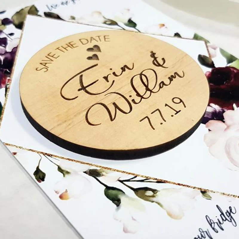 

Wedding save date magnet, retro heart-shaped save date magnet, personalized save date