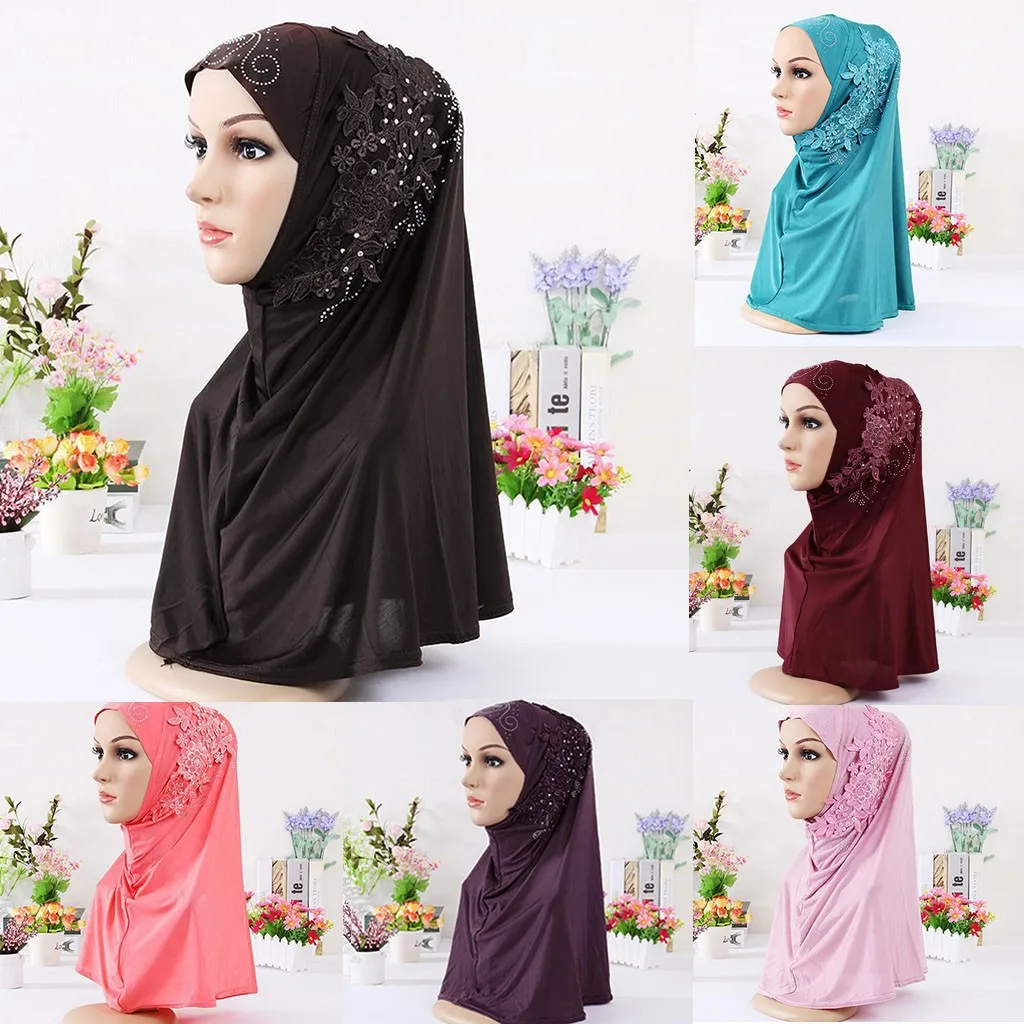 

Muslim New Women Sjaals Voor Dames Hijab Double Loop Slip On Scarf Pull Over Crepe Convenient Shawl Headscarf Hijab musulmán #40