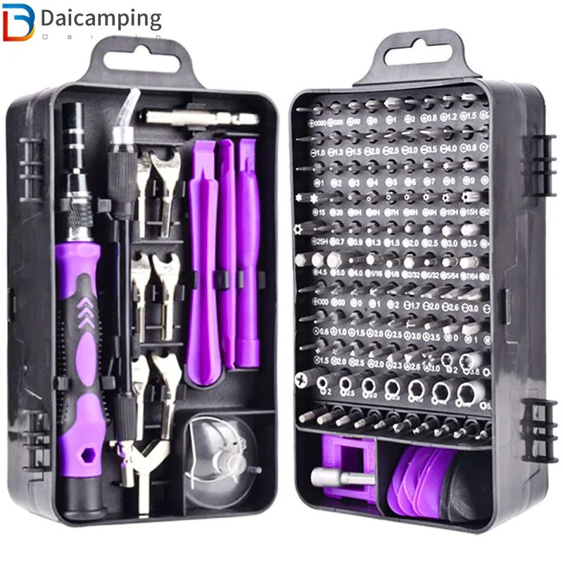 

Daicamping DIY Tools For Cellphone Disassembly Watch Clock Repair Screwdriver Multi-Function 135 In 1 S2 Steel Screwdriver Set