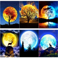 new 5d diy diamond painting full moon cross stitch shade tree diamond embroidery full square round drill home decor manual gift