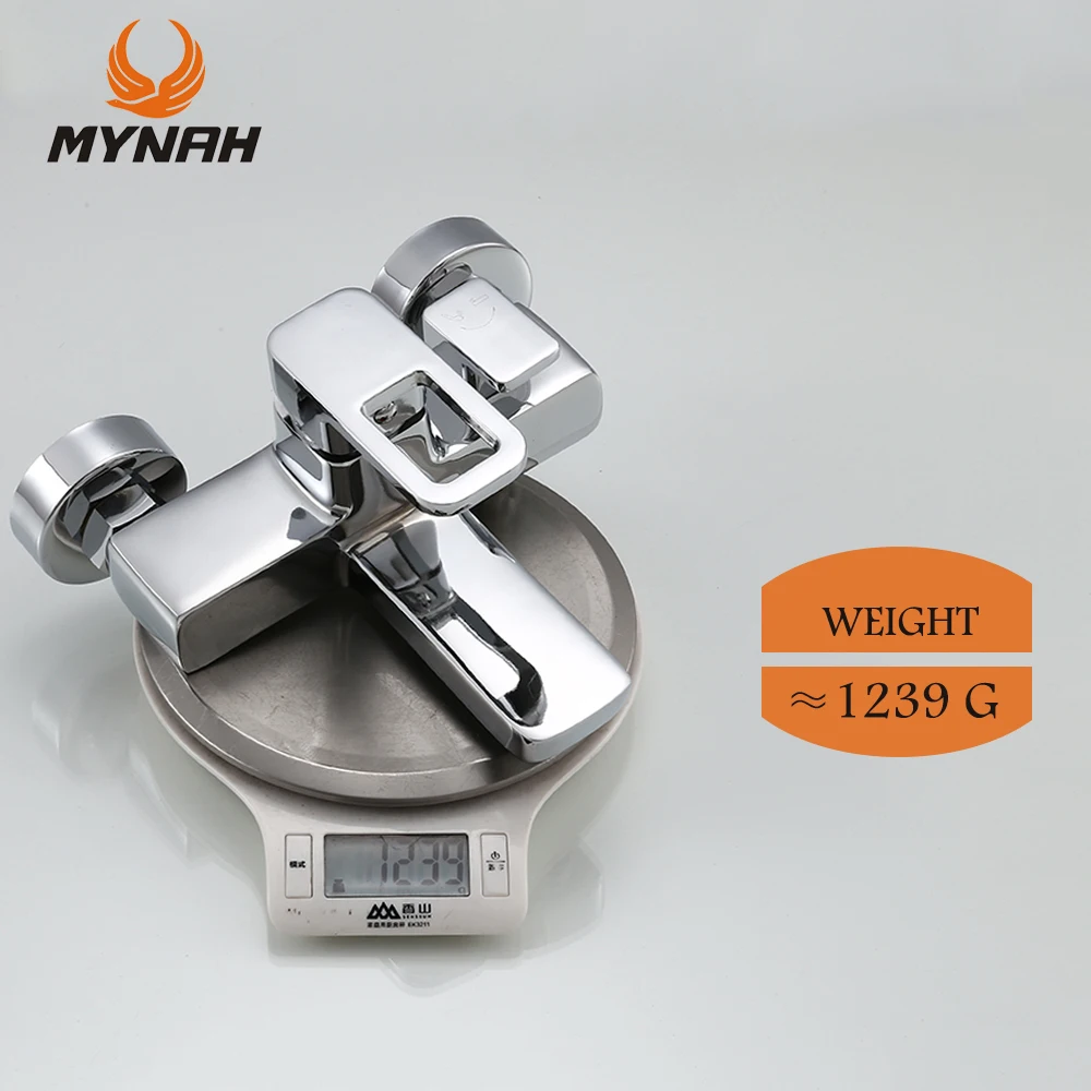 mynah chromed wall mounted shower set bathroom faucet cold hot water mixer bathtub faucet double outlet water tap bathtub tap free global shipping