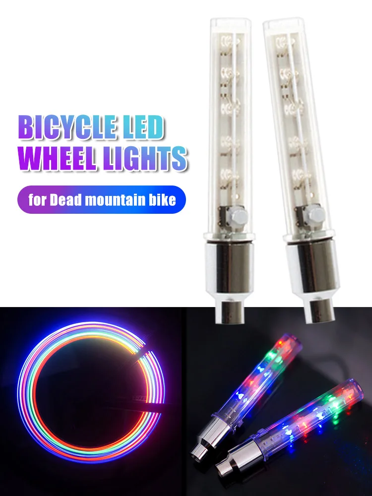 

2pcs Bike Valve Lights LED Tyre Tire Valve Caps Wheel Spokes LED Warning Light Mountain Road Bicycle Accessories