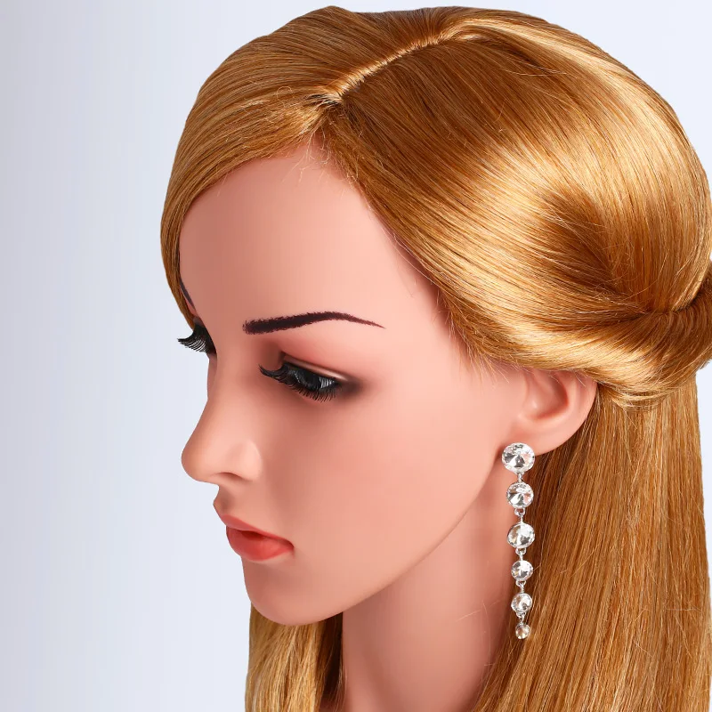 Женские винтажные круглые серьги OCESRIO черные висячие с камнями длинные