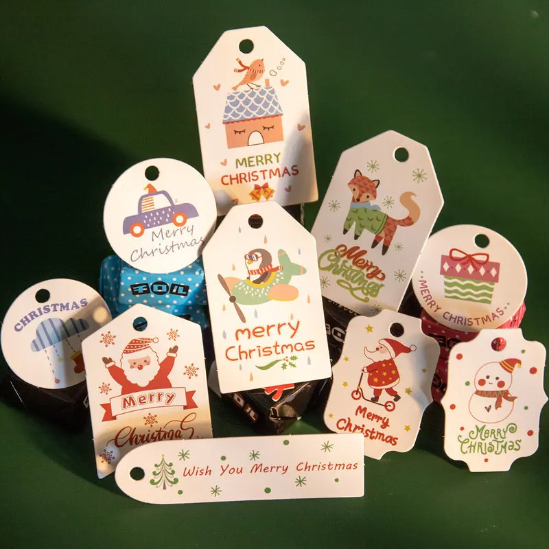 

Printed Merry Christmas Paper Tags Card Cute Snowman Gift Label Tag DIY Hang Tags Candy Bags Wrapping Decor Xmas Favors Supplies