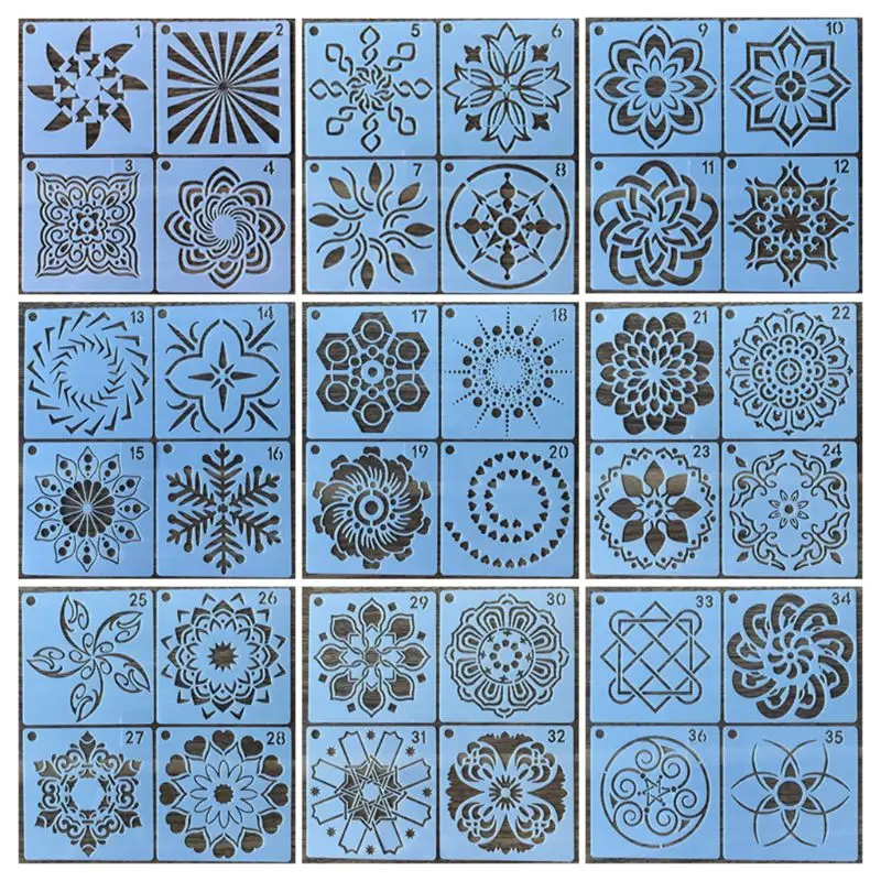 

56 Pack Mandala Dot Painting Templates Stencils, Small Mandala Template Stencils for DIY Art Project Rock Painting