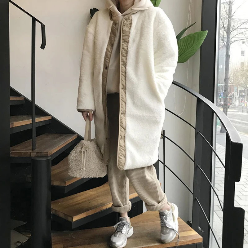 

Hstar 2020 New Female Work Casual Long Coat Jacket Winter Warm Women Parkas Solid Long Cotton-padded Coats Bread Parka Female