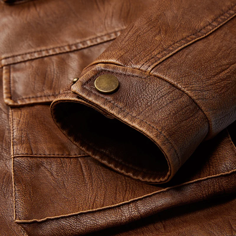 

New Autumn Winter Leather Jacket Men Multi Pocket Motorcycle Leather Jacket Male Boutique Vintage Coat Men Biker Jacket 5XL