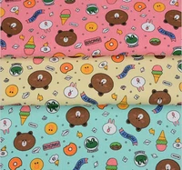 cartoon bear printed canvas fabric for backpack clothing home decoration shopping bag diy sewing fabric by the yard