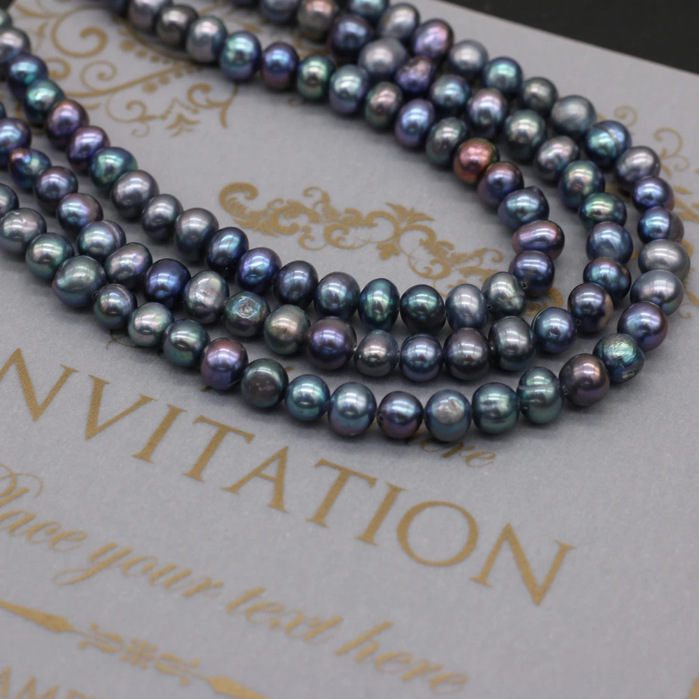 Бусины Из Натурального пресноводного жемчуга почти круглые 5-6 мм 36 см сделай сам