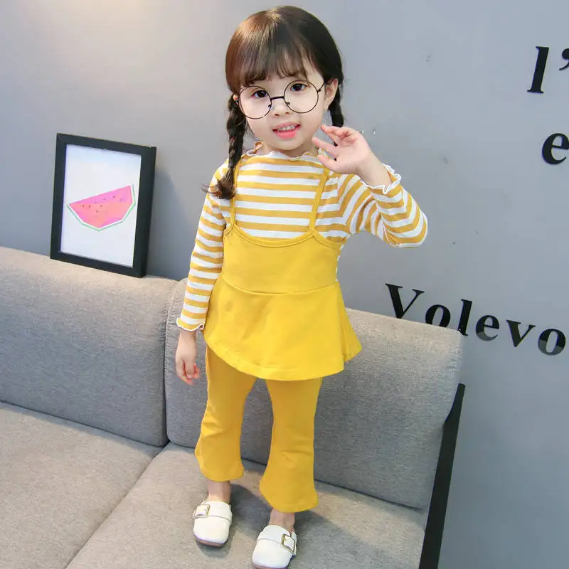 

Spring Autumn Children Cotton Clothes Baby Girls Stripe T Shirts Boot Cut Pants 2Pcs/sets Infant Kids Fashion Toddler Tracksuits
