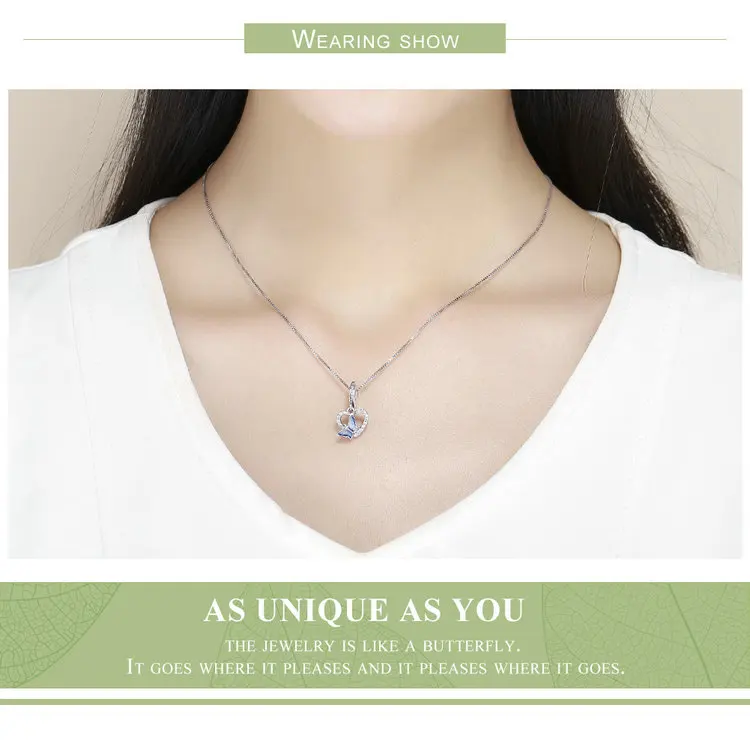 

Crystal Butterfly with Heart Shape Charm fit Women Pendant Bracelets DIY Jewelry Girlfriend Gift 925 Sterling Silver Bijoux