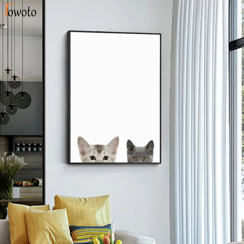 Kawaii собак и кошек Wall Art плакат с принтом в виде симпатичных животных Картина на