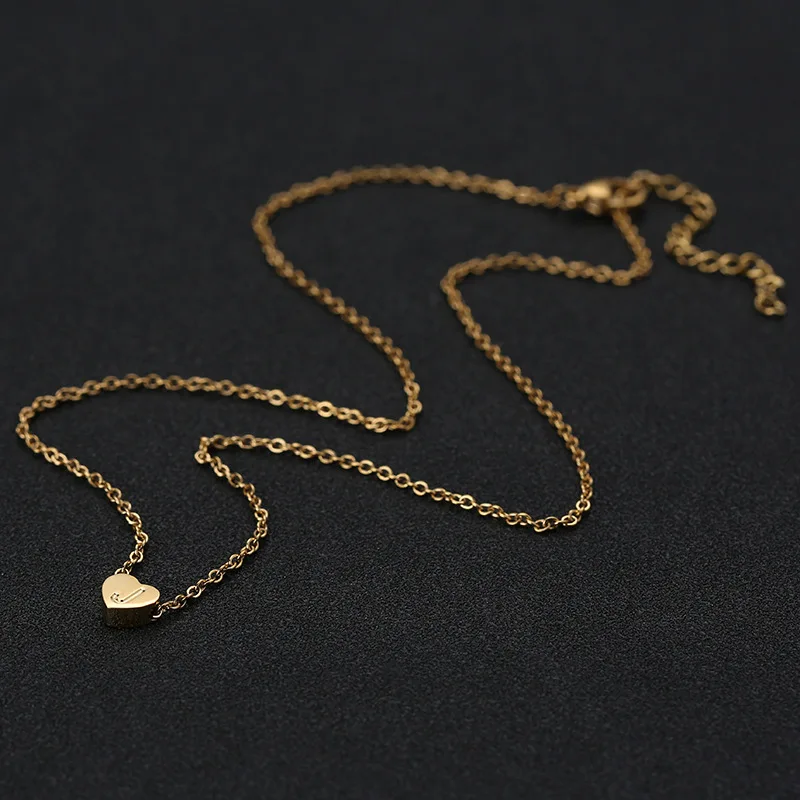 

YiJia Name Letter Beads Necklace for Women Quality Stainless Steel English Initial Heart Shape Bead Chain Jewelry