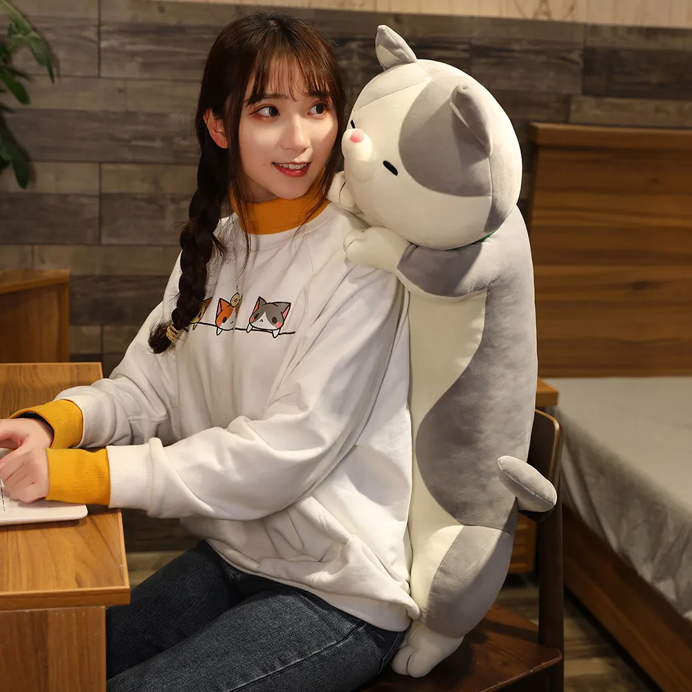 

60/90120cm Cute Cat dog Sleep Long Pillow Plush toy super soft home sofa Decora doll high quality birthday Xmas gift for kids