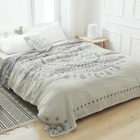 dimi 100 cotton printed bohemian blanket bedspread for bed grey muslin large soft summer blanket throw cover for sofa
