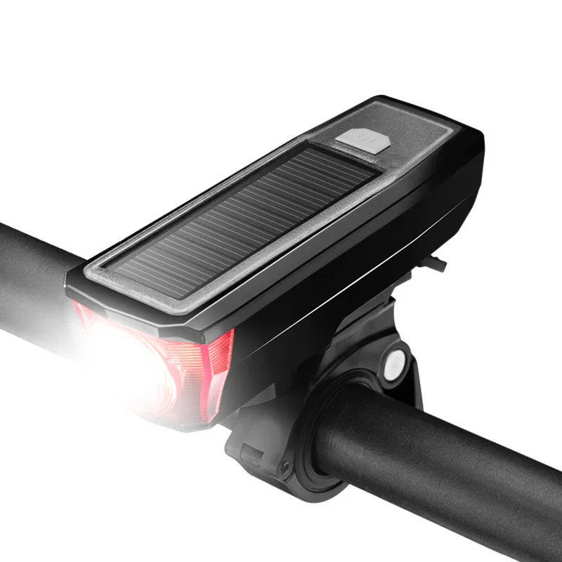 

New Store Solar Bike Light Waterproof USB Rechargable Torch Cycling Horn Light Headlight Night Riding Safety Bicycle Light Bell