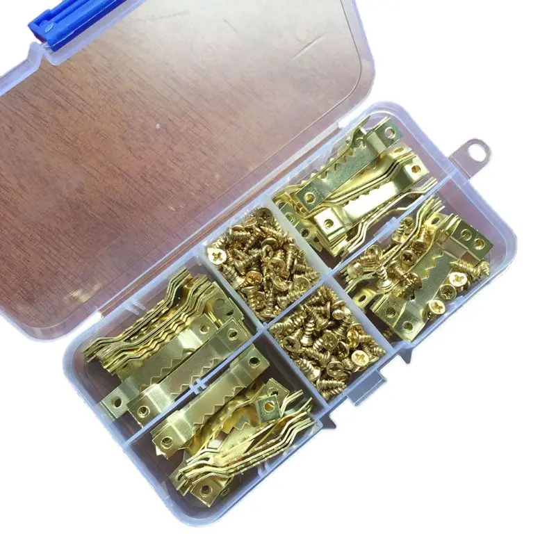 

100pcs Single Sided Sawtooth Hanging Picture Photo Frame Hangers Hooks With 200pcs Screws Accessories P9YB