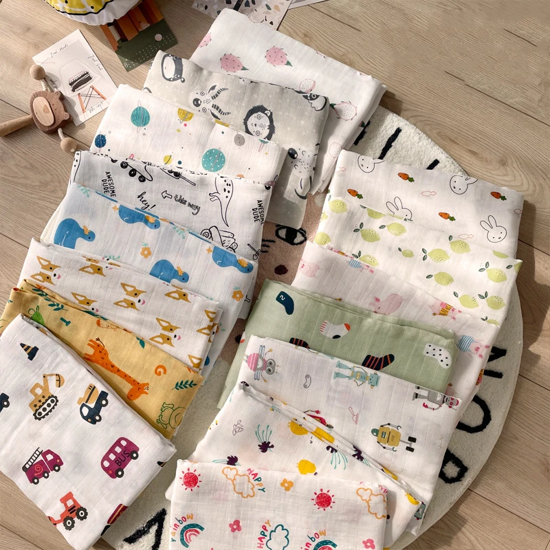 

Одеяло детское из бамбукового хлопка, мягкое муслиновое Пеленальное Одеяло, для набор пеленок и сна, разные варианты, 120x120 см