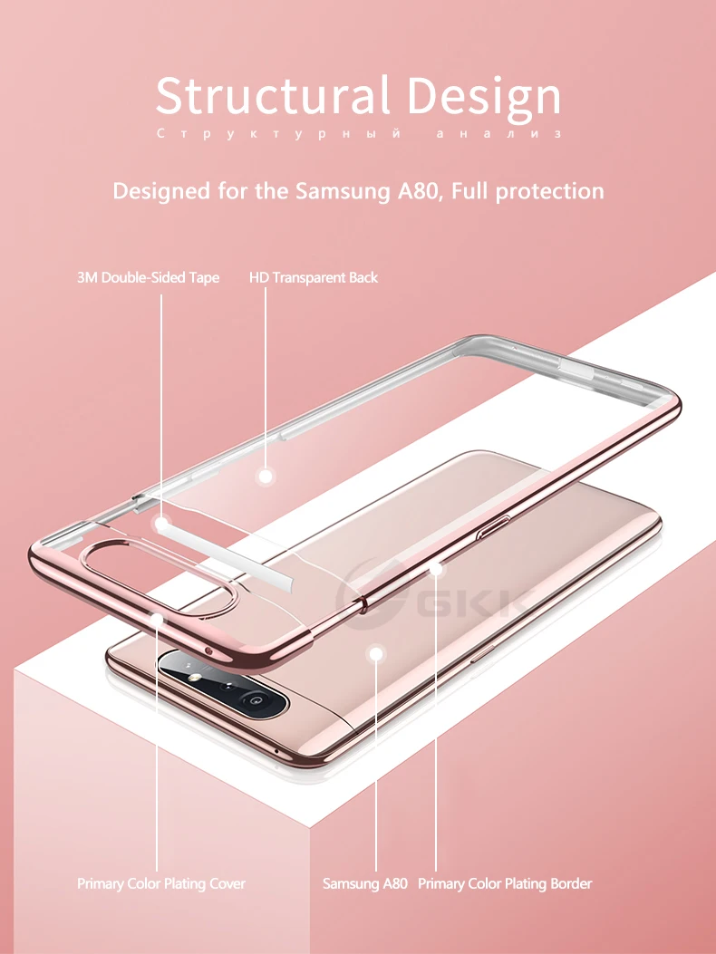 Роскошный чехол GKK для samsung galaxy A80, ударопрочный Прозрачный чехол с покрытием для samsung A80, чехол Fundas