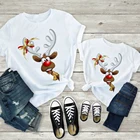 Футболка женская с принтом оленей, милая модная уличная одежда для семьи, для папы, мамы и сына