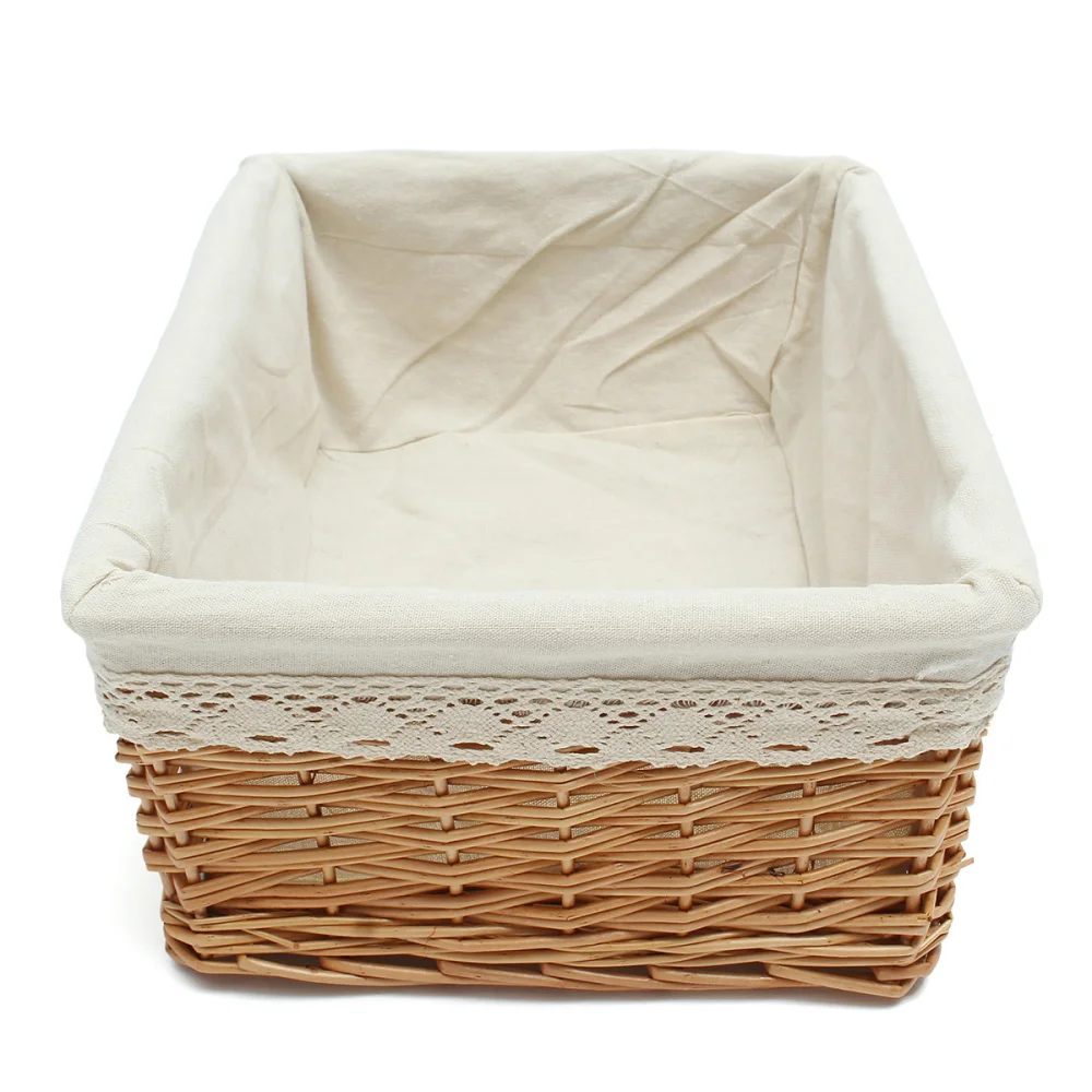 40*30*16cm Multipurpose Rectangular Wicker Storage Basket with Removable Washable Liner Willow Woven Containers - Size L | Дом и сад