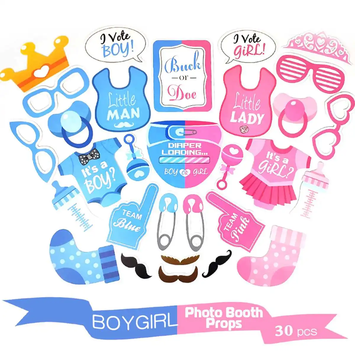 

95 pcs Gender Reveal Baby Shower Party Decorations With 36" Black Balloon Blue Pink Boy or Girl Balloons and Banner set