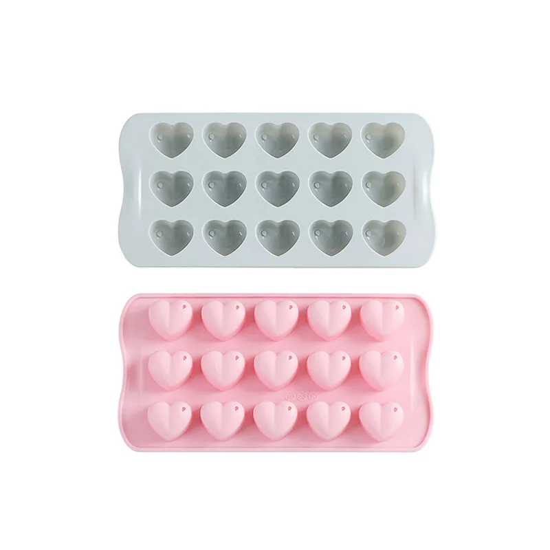 Moldes de silicona estilo coraz&oacute;n para Chocolate, 15 celdas, herramientas para hornear hielo, galletas, pasteler&iacute;a, postre, Fondant, vela, pastel-4