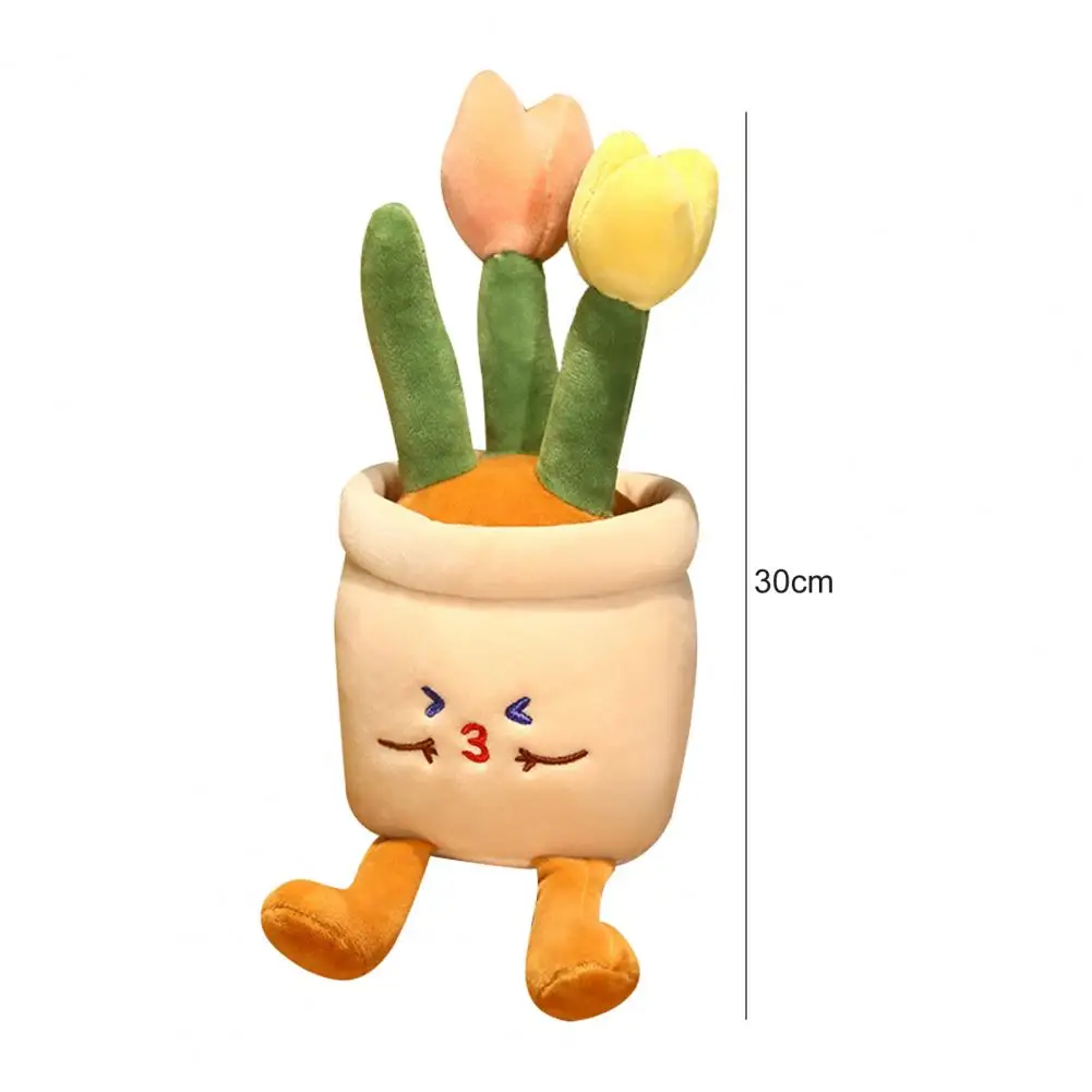 

30cm High Simulated Stuffed Doll Toys Air Purifying Smile Expression Tulip Flower Pot Plush Toy Ornaments Gifts for Child Adult
