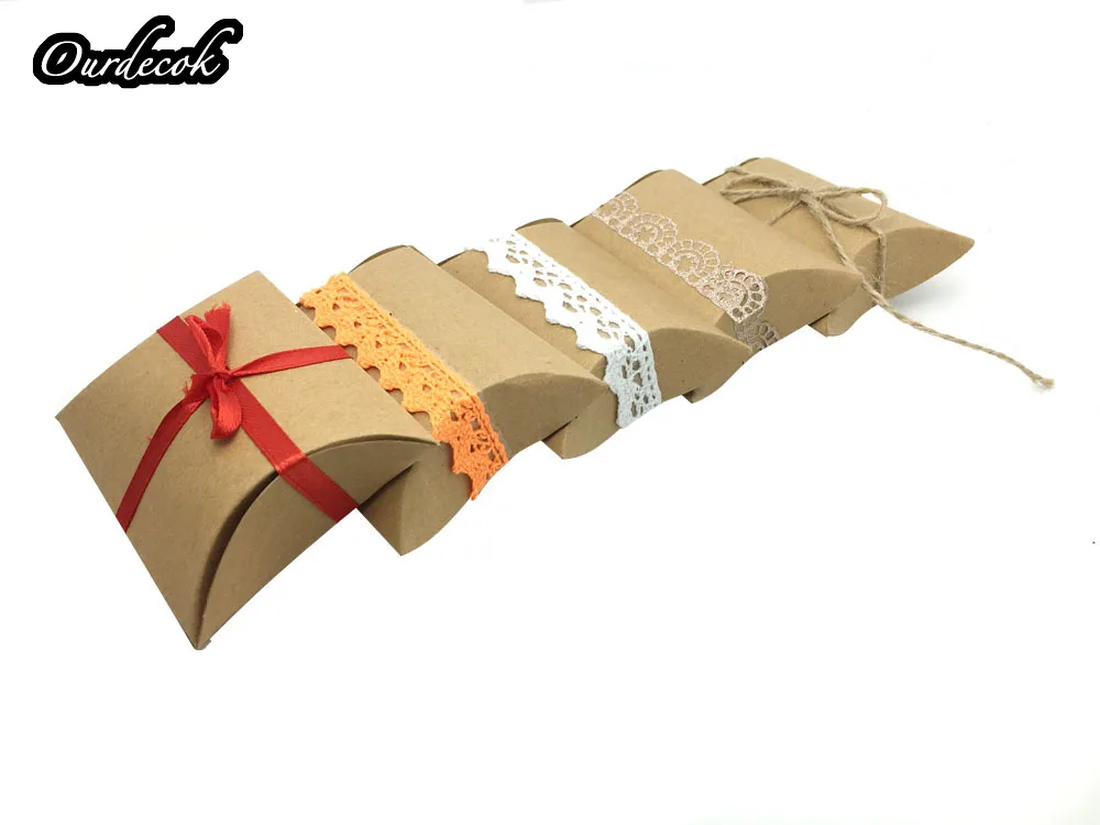 50 шт. свадебный подарок Коробки Крафт Подушка Форма свадьбы День рождения