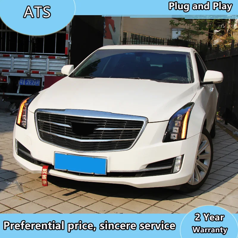 Автомобильный стиль светодиодный фары для Cadillac ATS 14-18 для ATS Головной фонарь все светодиодный DRL Объектив двойной луч H7 HID Xenon bi xenon объектив