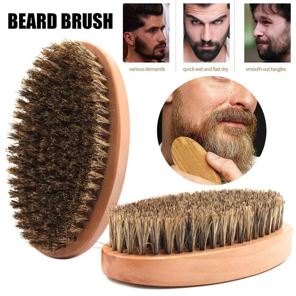 Высокое качество натуральная щетина кабана щетка для бороды мужчин бамбуковый