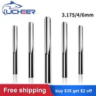 Прямой фрезерный станок UCHEER, 1 шт., 3,175 дюйма, 4 дюйма, 6 мм, с двумя зубьями, фрезерный станок для дерева, прямые Фрезы с ЧПУ для гравировки, карбидные концевые фрезы, инструменты