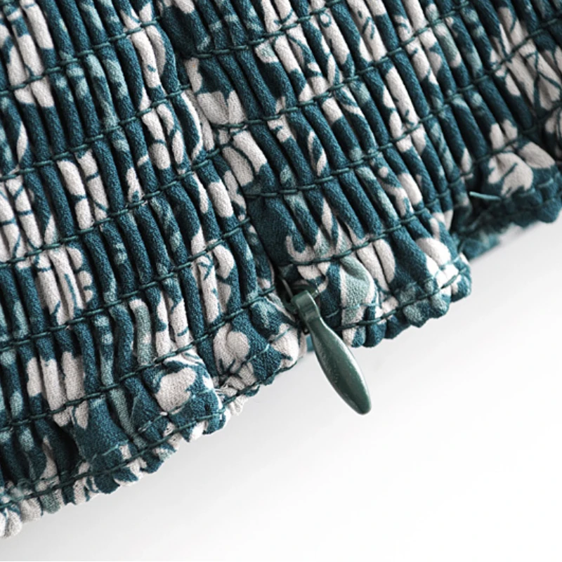 

Women Crop Green New Floral Print Summer Camis Vintage Sweet Slim V-Neck Spaghetti Strap Tank Top Chic 2021 Fashion NZ0187