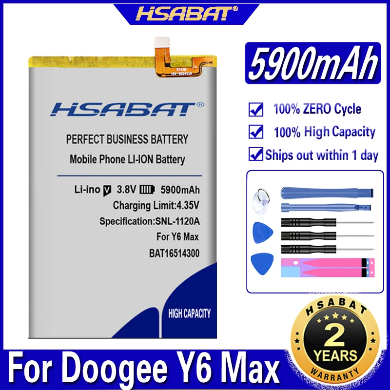 Аккумулятор HSABAT 5900 мАч BAT16514300 Для Doogee Y6Max Y6 Max|Аккумуляторы для мобильных