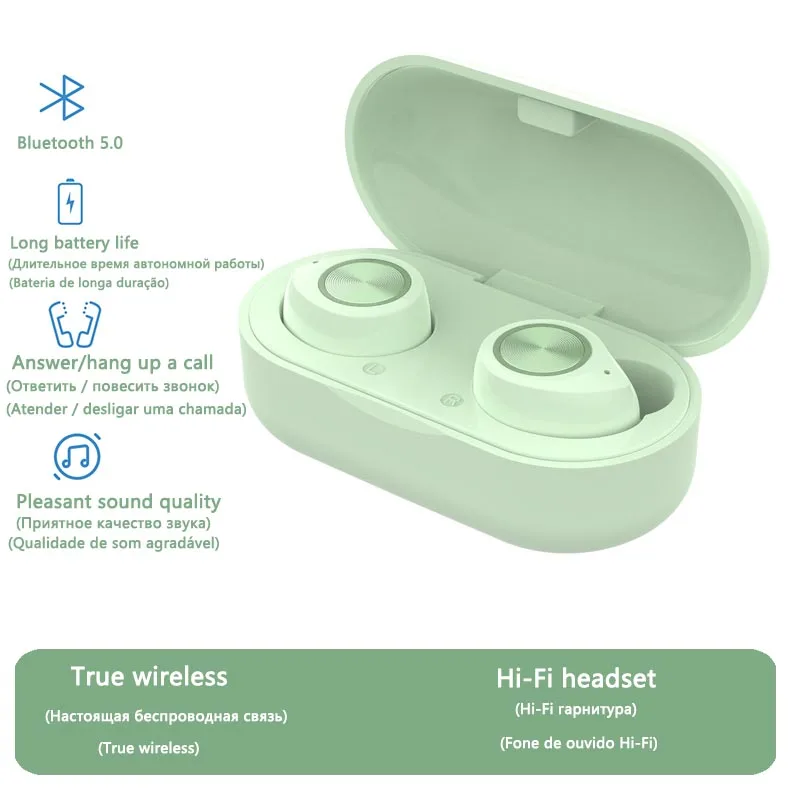 

Earphones Wireless Bluetooth Headphone Waterproof Earpieces Sport Earbuds For Huawei Iphone OPPO Xiaomi TWS Music Headset