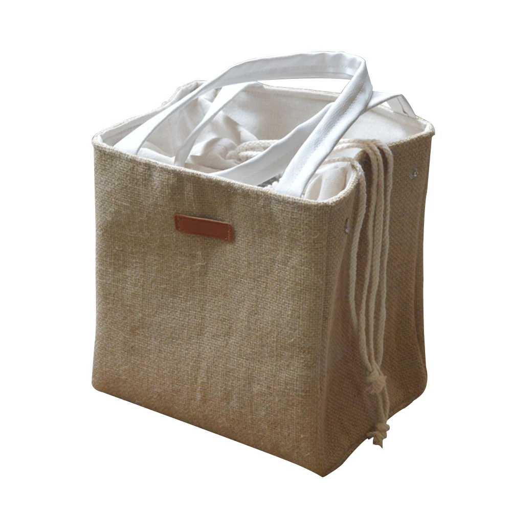

Multipurpose Lunch Bag Large Easy Clean Cotton Linen Thermal Waterproof Grocery Tote Shopping Wear Resistant Thicken Picnic