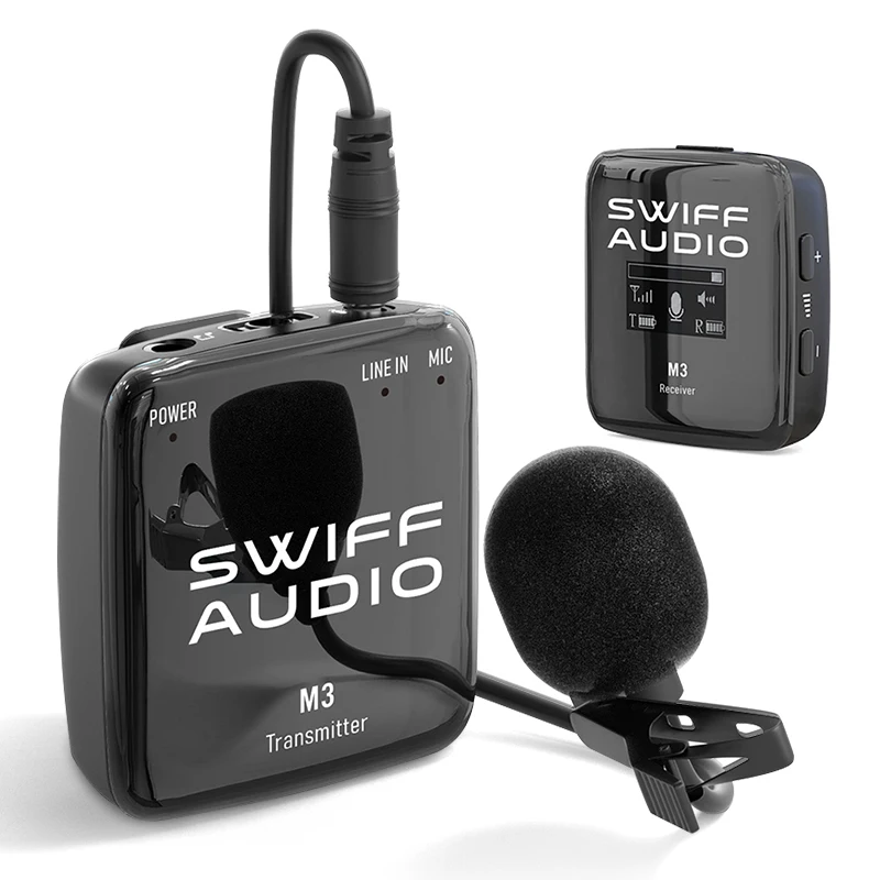 Swiff Audio M3 Wireless Microphone System, Transmitter and Receiver For Video Shooting, Live Streaming, Guitar Performance