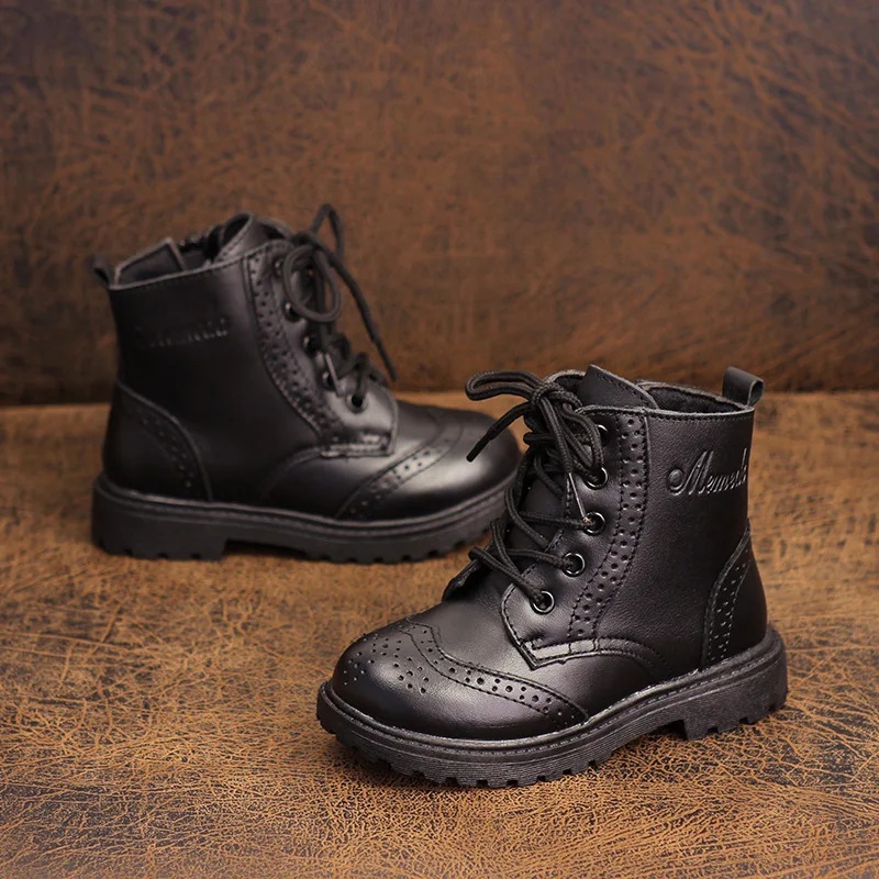 2019 зимние плюшевые ботинки из натуральной кожи для малышей ботильоны маленьких