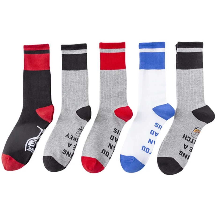 

10 Pairs/Lot Mens Combed Cotton Socks Medium High Tube Long Sock Sports Refreshing Leisure Trend Men's Street Sock Wholesale