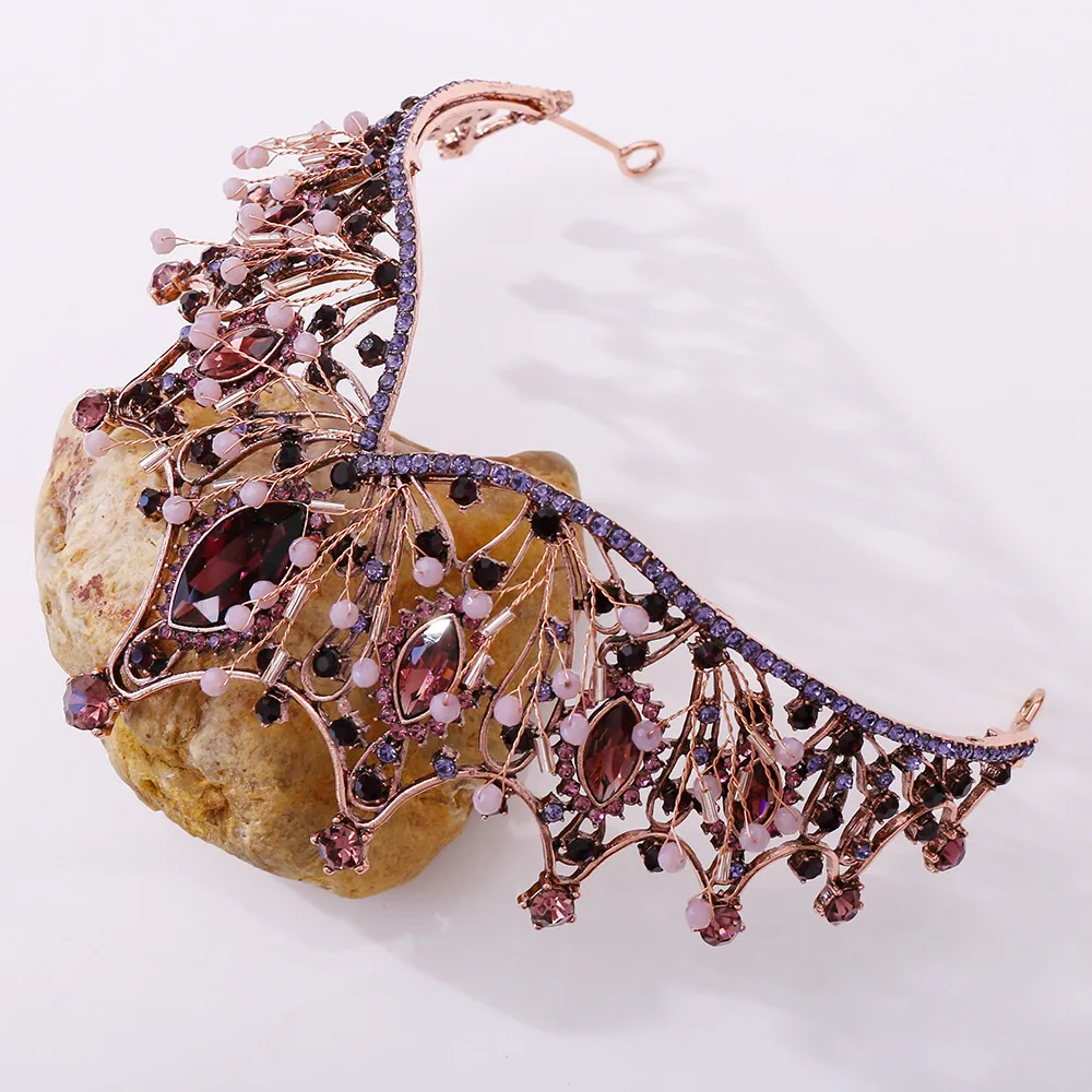 Барокко винтажные фиолетовые хрустальные бусины Искусственные черные