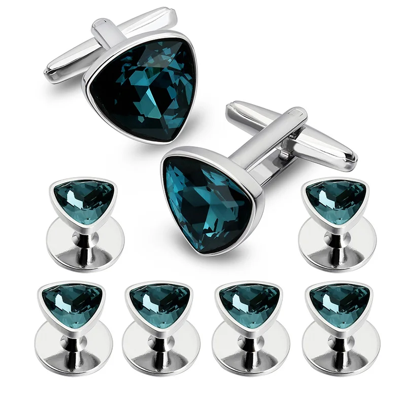 Montana HAWSON Swarovski запонки с кристаллами и шпильками набор для мужчин-2 шт. запонки с 6 шт. шпильки в подарочной коробке - Окраска металла: Montana