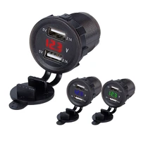 Dual Ports USB Charger Socket Adapter Power Outlet Display Voltmeter Phone Charger for 2 1A 12 24V Car Auto Boat Motorcycle